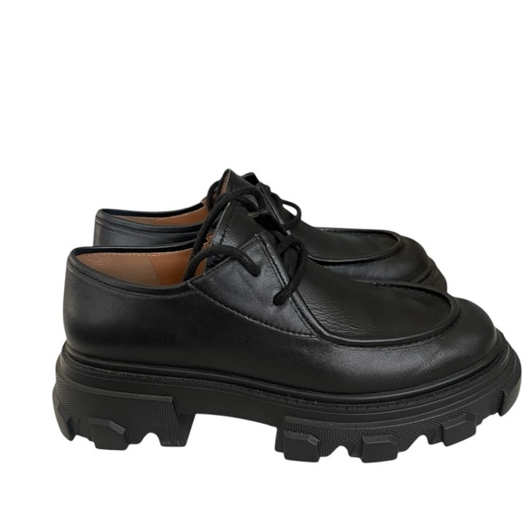 Lisa Vicky Dare Lug Sole Derby Shoes Black Vegan Leather Size 9  Chunky Platform - Picture 2 of 9